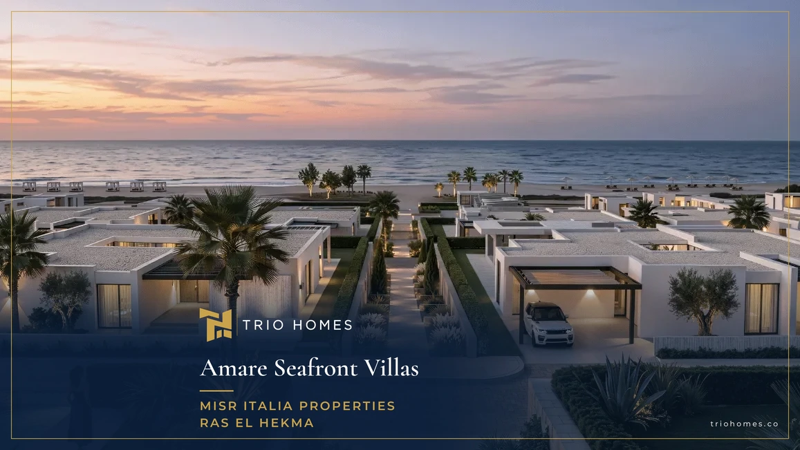 Terraced villas facing the sea at sunset in Amare Seafront Villas Ras El Hekma Terraced villas facing the sea at sunset in Amare Seafront Villas Ras El Hekma