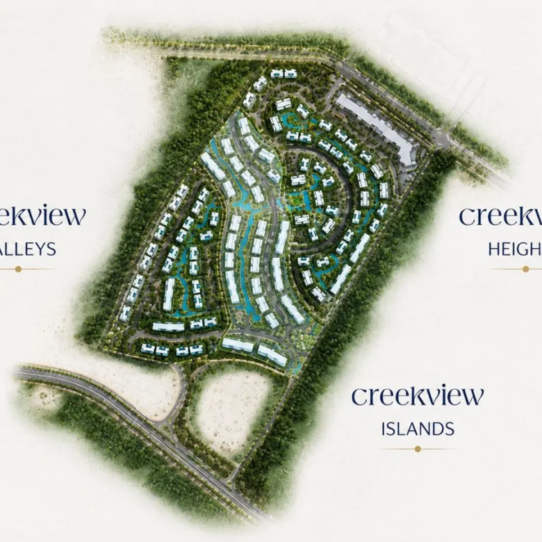 Master plan of CreekView by Mountain View showing the Heights, Valleys and Islands neighbourhoods