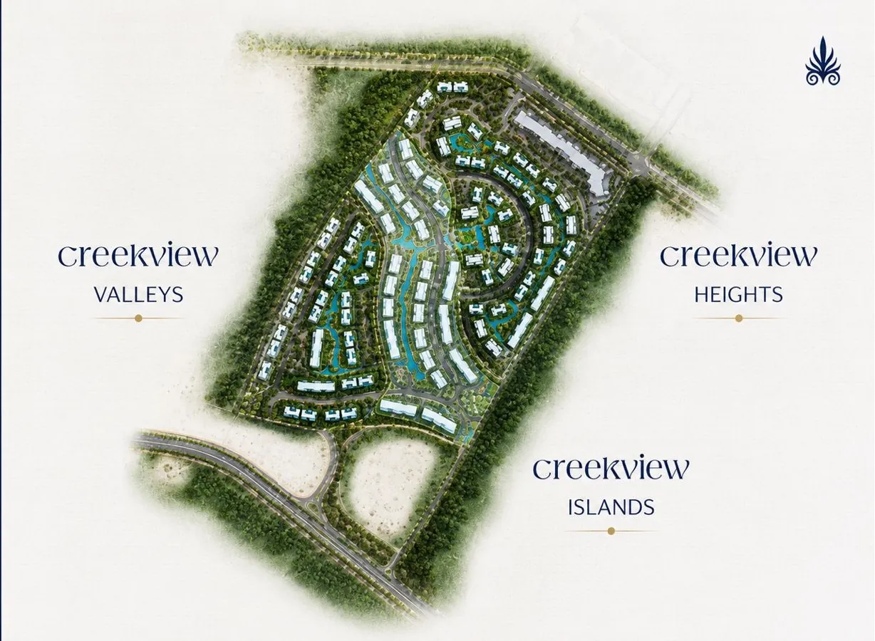 Master plan of CreekView by Mountain View showing the Heights, Valleys and Islands neighbourhoods