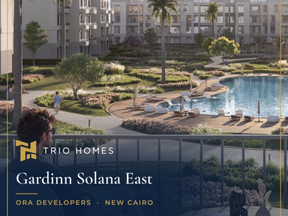 Gardinn Solana East New Cairo, pool view from a balcony
