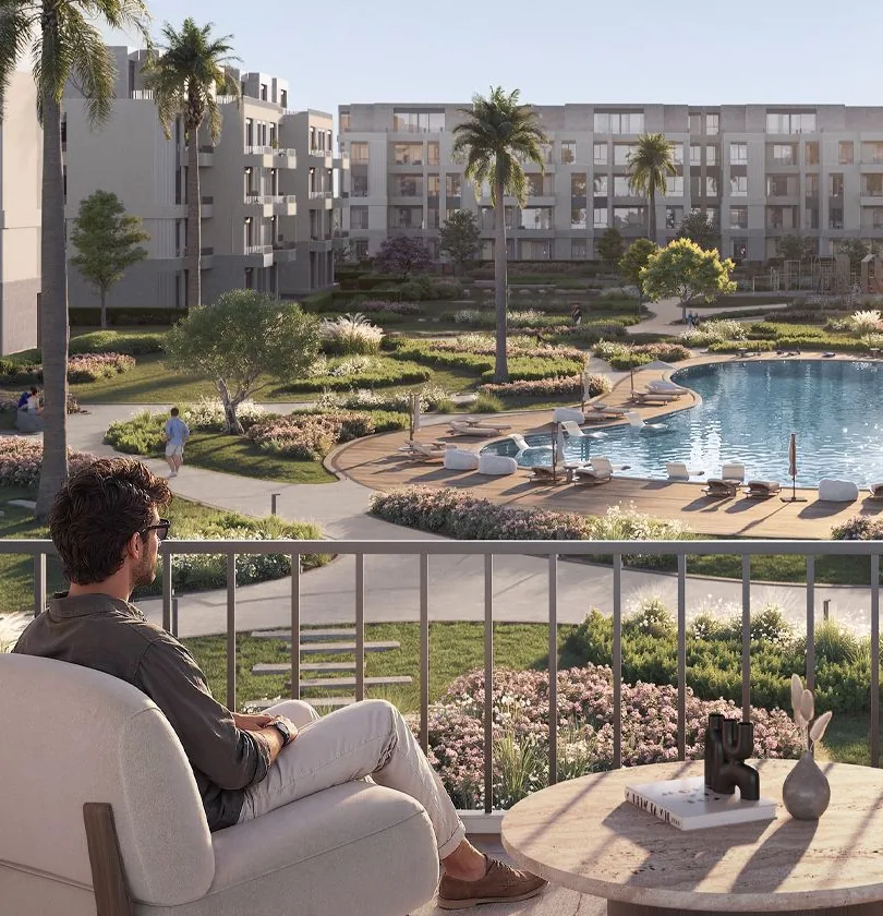 gardinn-solana-east-new-cairo-pool-view-balcony Gardinn Solana East New Cairo