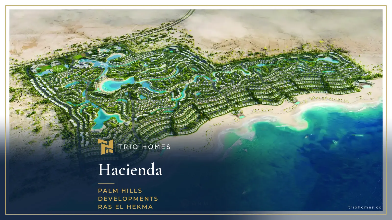 Aerial view of the Hacienda Ras El Hekma master plan along the coast Aerial view of the Hacienda Ras El Hekma master plan along the coast