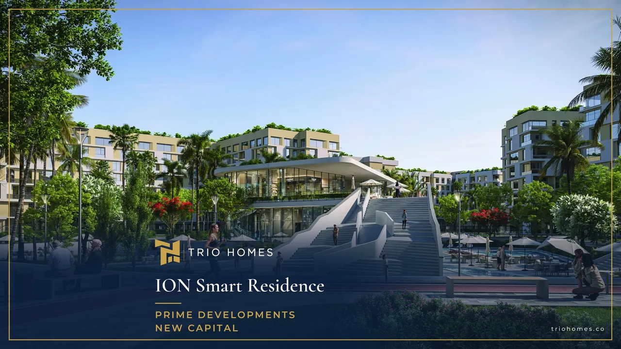 ion-smart-residence-new-capital-landscape-pools-jogging-track-trio Gardens, pools and jogging track at ION Smart Residence New Capital