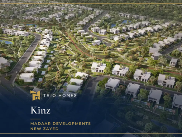Aerial view of villas and green spaces at Kinz New Zayed by Madaar