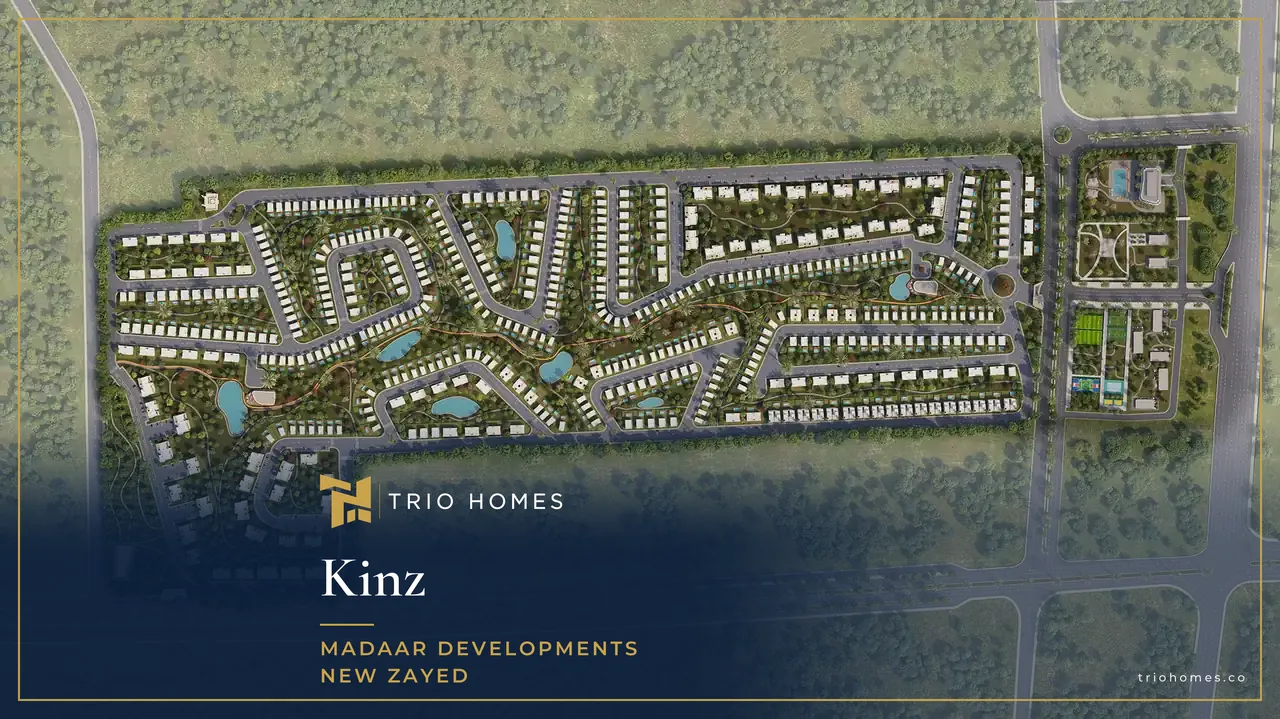 Masterplan of Kinz New Zayed with the 65-feddan central park Masterplan of Kinz New Zayed with the 65-feddan central park