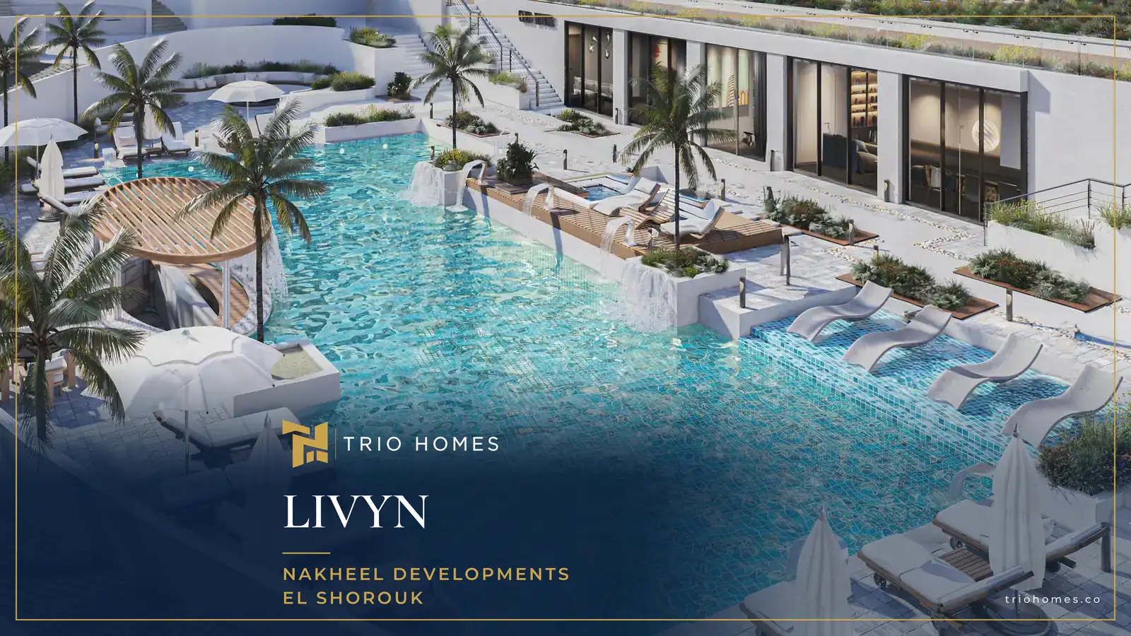 Swimming pool and sun deck at LIVYN by Nakheel Developments Swimming pool and sun deck at LIVYN by Nakheel Developments