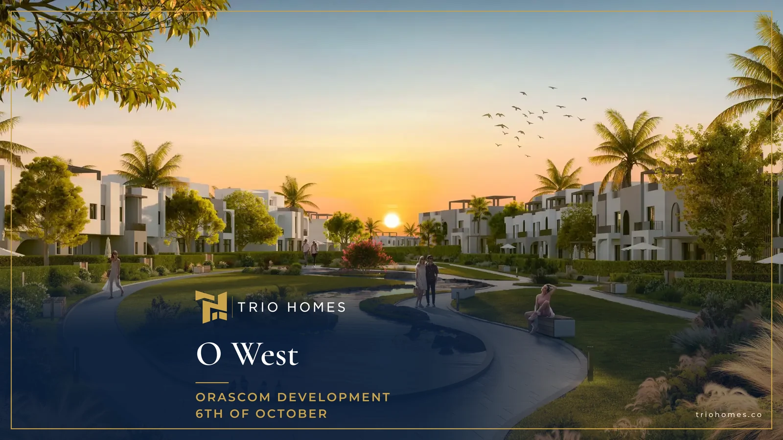 Garden walkway between homes in O West, the Orascom town where O Riva 6th of October is planned