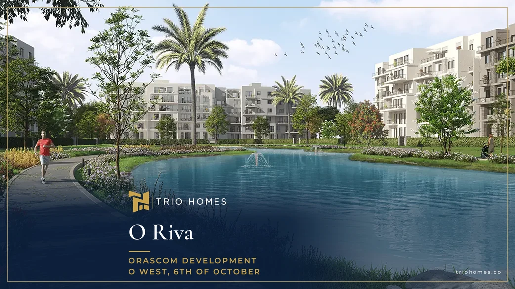 Lake walk and apartment buildings in O West, home of the upcoming O Riva 6th of October Lake walk and apartment buildings in O West, home of the upcoming O Riva 6th of October