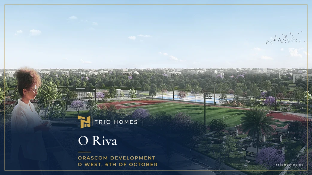 o-riva-6th-of-october-o-west-sports-fields-view-trio Balcony view over sports fields and green space in O West, where O Riva 6th of October is planned