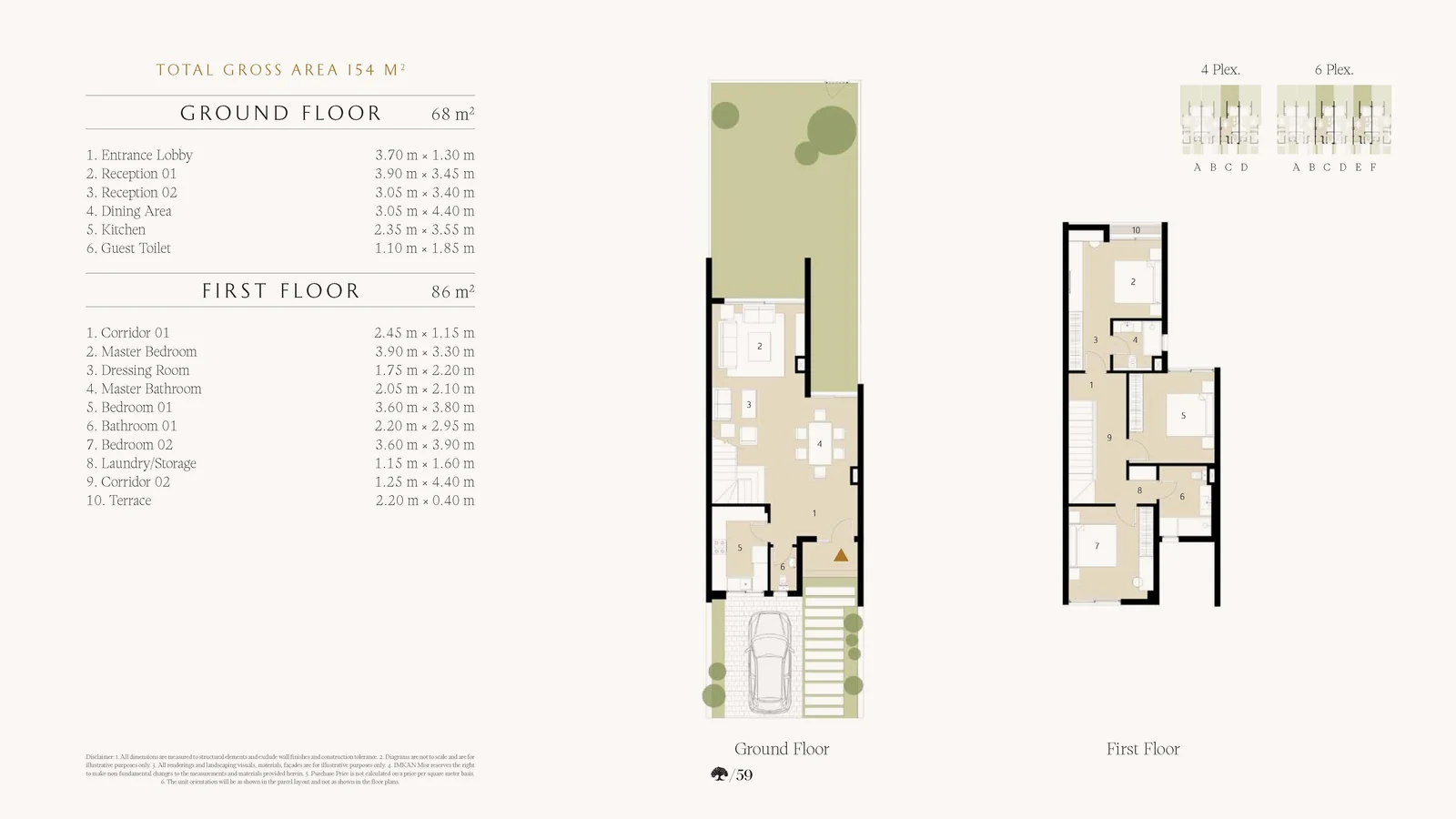 Orchard Villas Al Burouj El Shorouk Townhouse Floor Plan Townhouse floor plan at Orchard Villas Al Burouj El Shorouk, about 154 m² gross