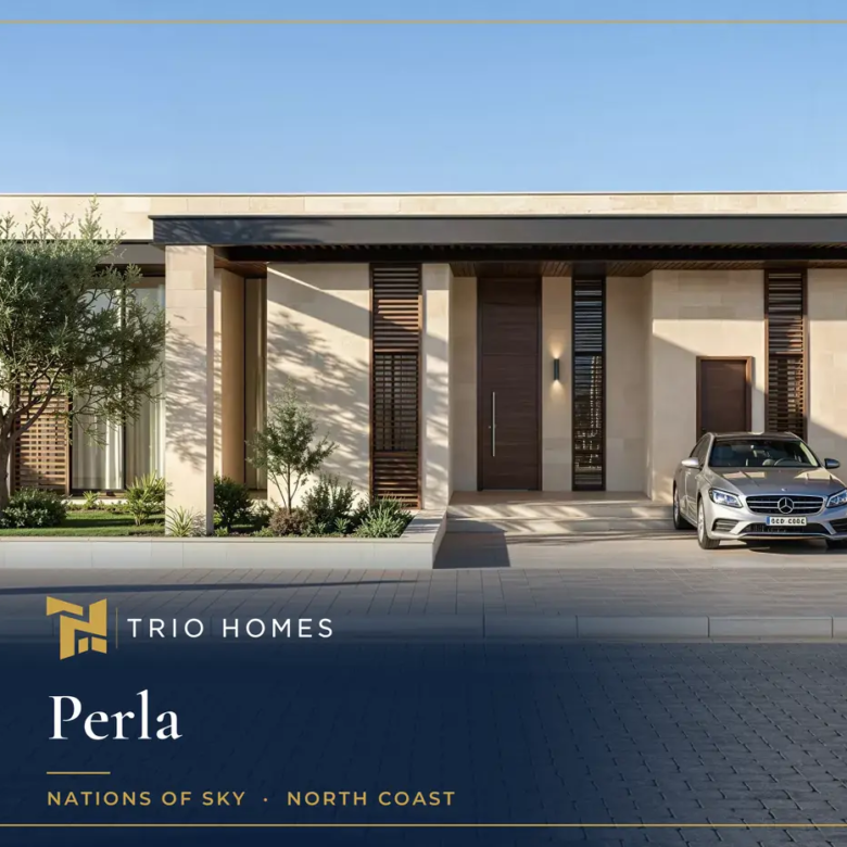Rendering of a single-storey villa with a covered carport at Perla by Nations of Sky, North Coast