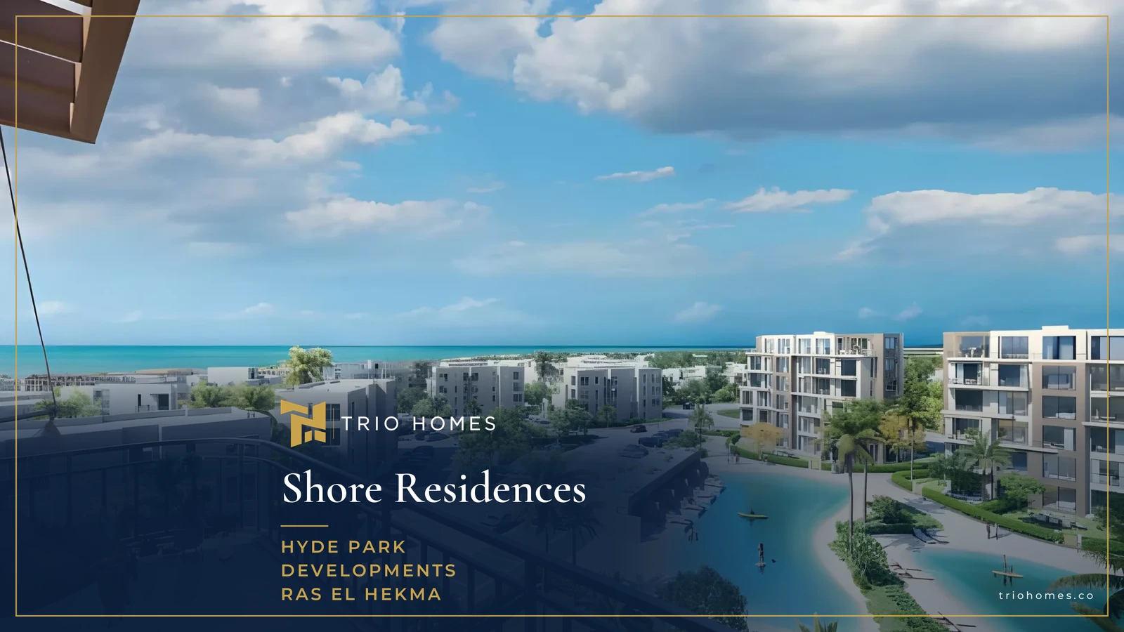 Balcony view over the lagoons to the sea at Shore Residences Ras El Hekma Balcony view over the lagoons to the sea at Shore Residences Ras El Hekma