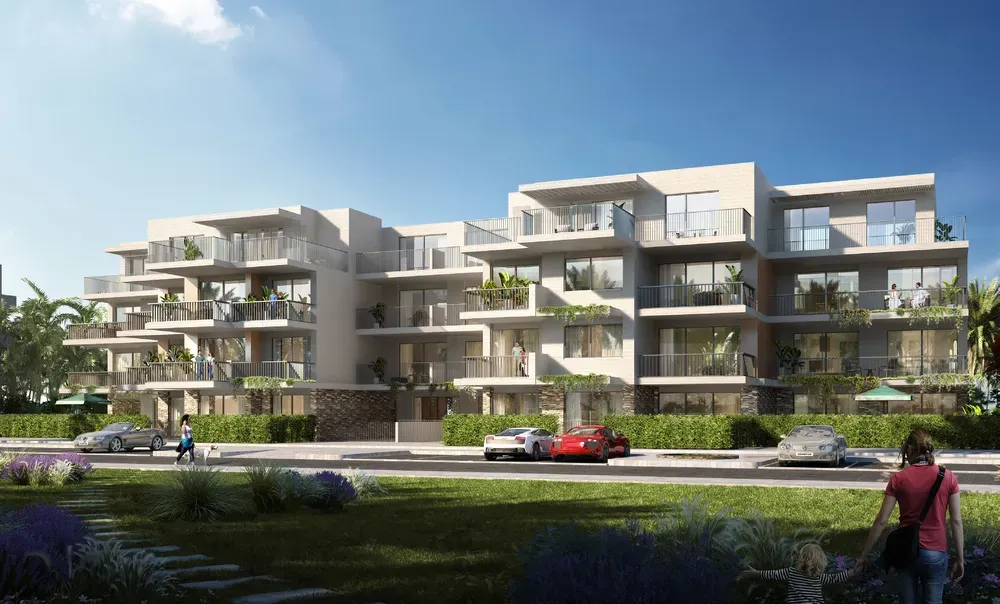 Silversands North Coast low-rise apartment buildings Rendering of low-rise apartment buildings with terraces and landscaping at Silversands, North Coast
