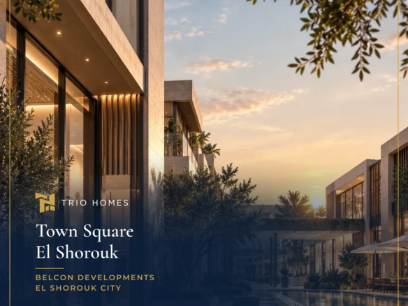 Town Square El Shorouk residential buildings at sunset