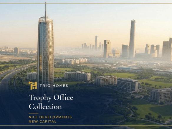 Tycoon Center skyscraper on the Green River, home of Trophy Office Collection New Capital by Nile Developments