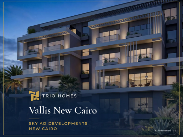 Apartment buildings at night, Vallis New Cairo by Sky AD Developments