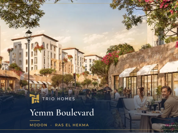 Yemm Boulevard Ras El Hekma, cafe street at dusk