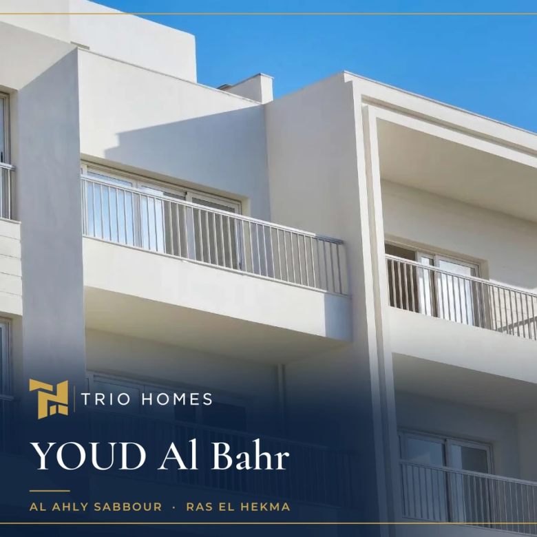 Photo of a finished chalet building with balconies at YOUD, developer of YOUD Al Bahr Ras El Hekma